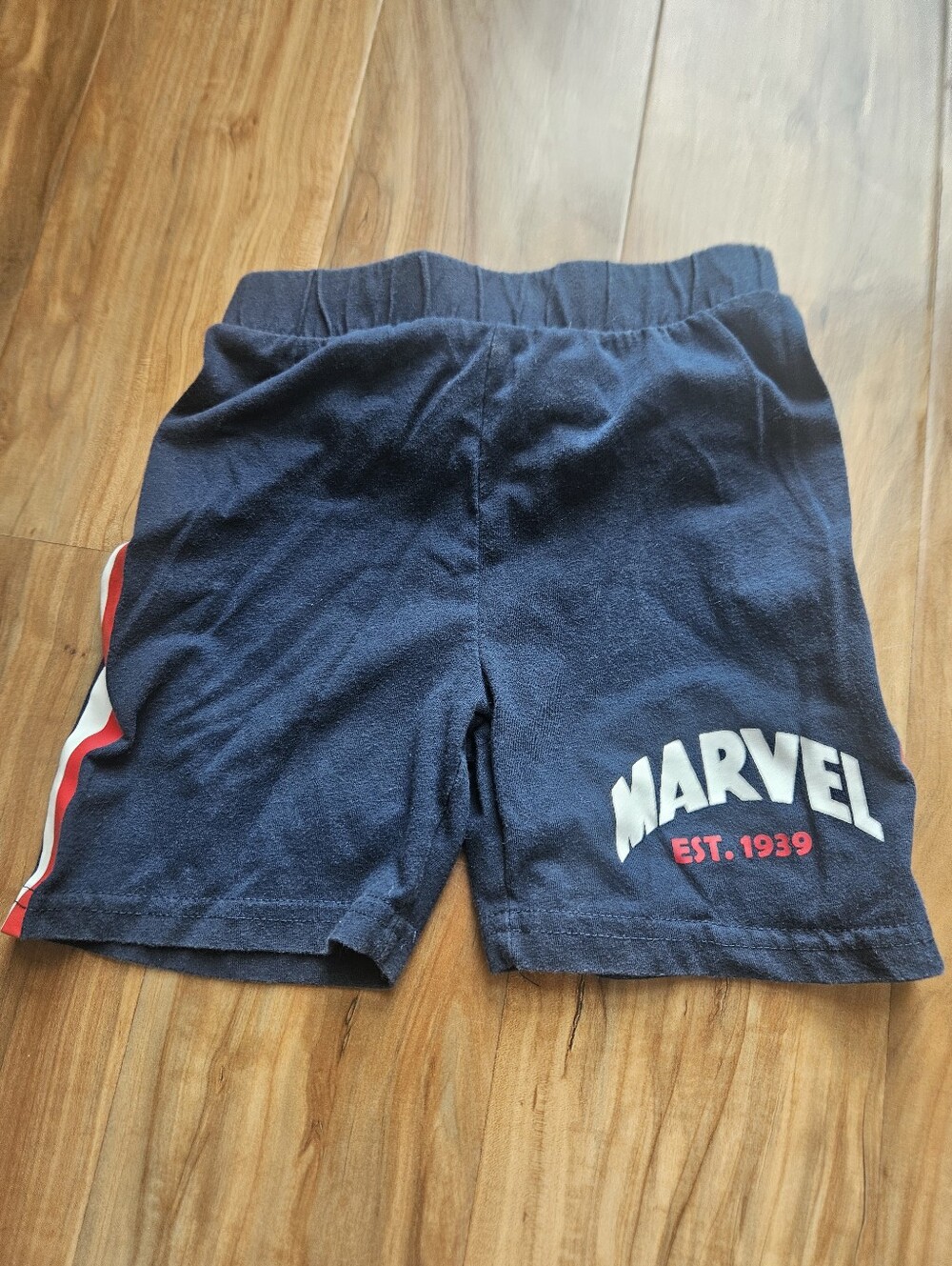 Marvel Kids Navy Pull-On Shorts with Red Logo 3t